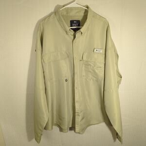 Spicy Tuna 3XL Fishing Shirt Beige Vented Outdoor Safari Hiking Button Pockets